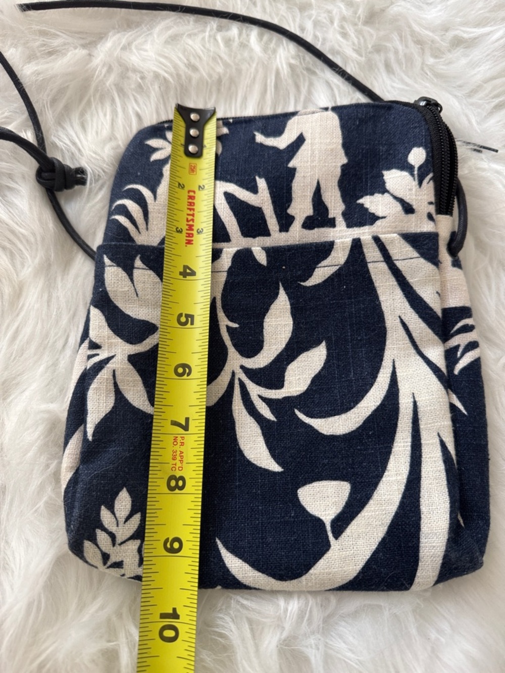 Sally Spicer Asian Theme Navy & Ecru Cloth Crossbody Bag/Pouch - Picture 8 of 8